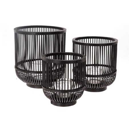 HBX natural livingLantaarnset Geville met glas 3-delig zwart