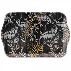 Plateau Ambiente Mélamine Luxury Leaves noir 13x21cm