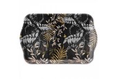 Ambiente dienblad Melamine Luxury Leaves zwart 13x21cm