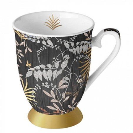Ambiente Mok 0.25L Luxury Leaves Zwart- Materiaal Fine Bone China-br
Formaat Ø