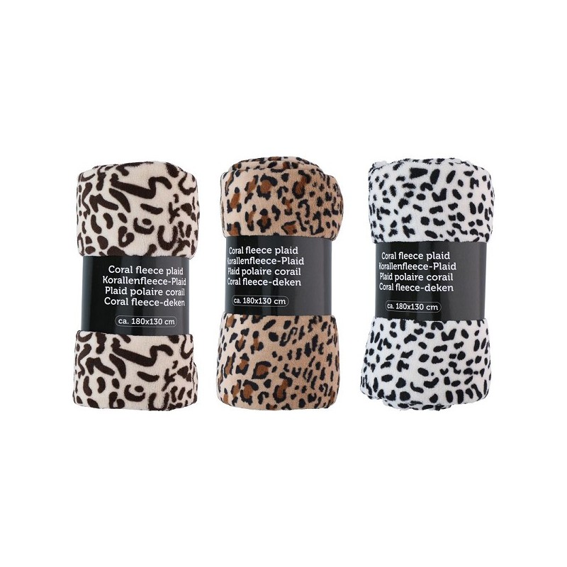 Polaire à carreaux imprimé panthère 180x130cm polyester