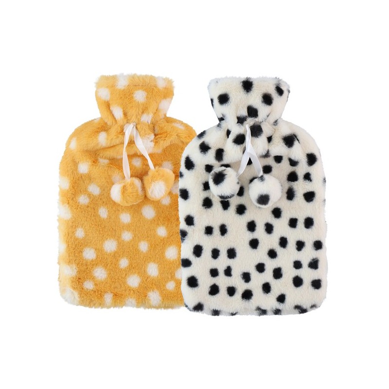 Bouillotte avec housse peluche avec pompon 2L