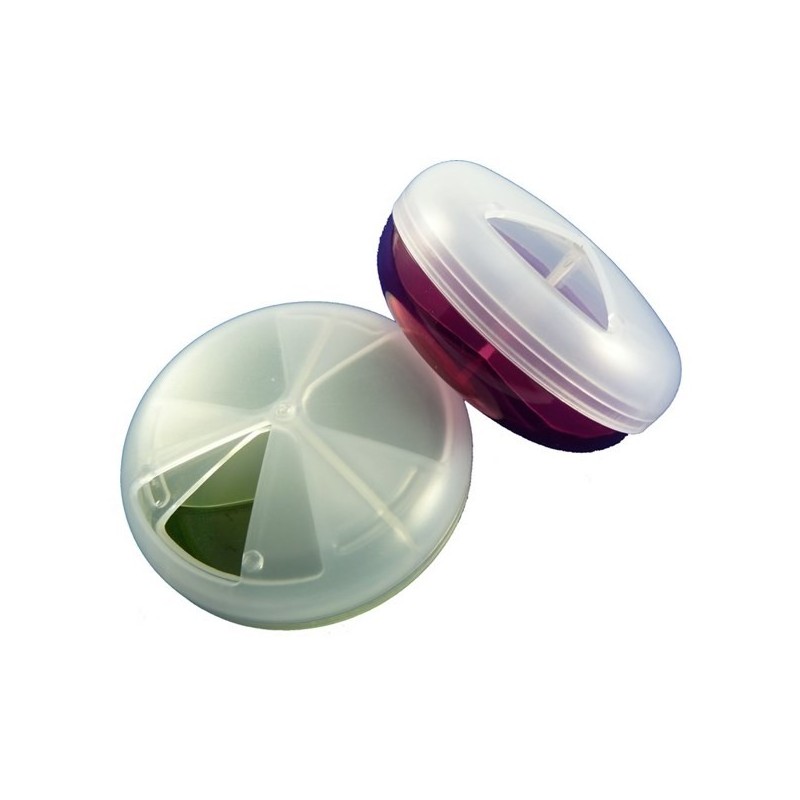 Pillendoos kunststof rond draaibaar deksel 3 vaks