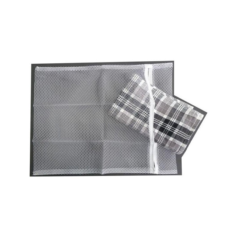 Filet à linge sac de lavage blanc avec fermeture éclair 40x50cm