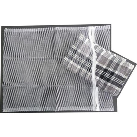 Filet à linge sac de lavage blanc avec fermeture éclair 40x50cm