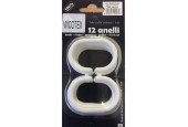 Anneaux de rideau de douche blanc 12 pièces en plastique