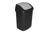 Curver Afvalbak Swing 10 liter zwart/grijs 24,6x19,8x37x3cm