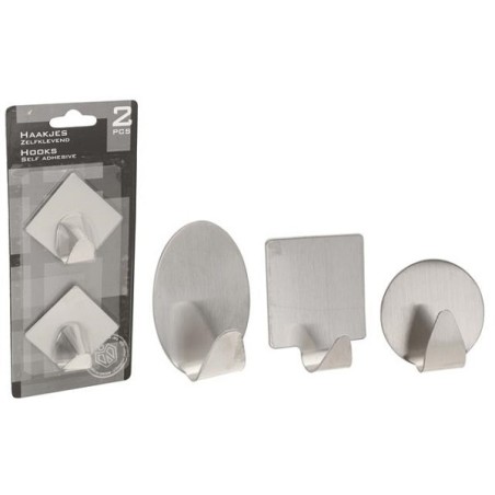 Crochets inox 2 pièces, autocollants ( par carte )