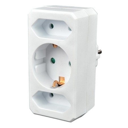 Prise adaptateur 3 voies 1x16A 2x2,5A
