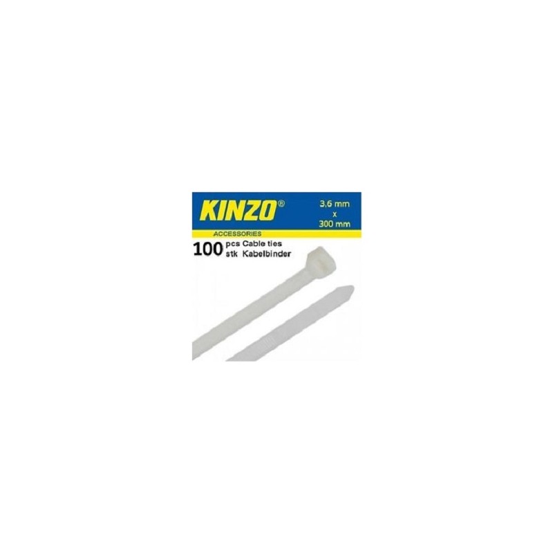 Kinzo kabelbinder 100delig 3,6x300mm wit