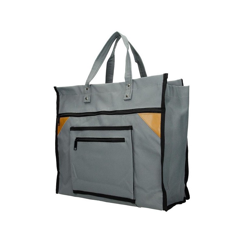 Sac shopping toile large gris 41x35x17cm