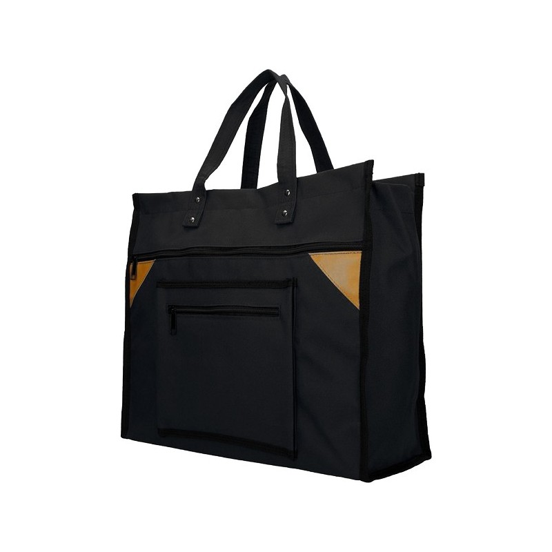 Boodschappentas canvas breed zwart 41x35x17cm