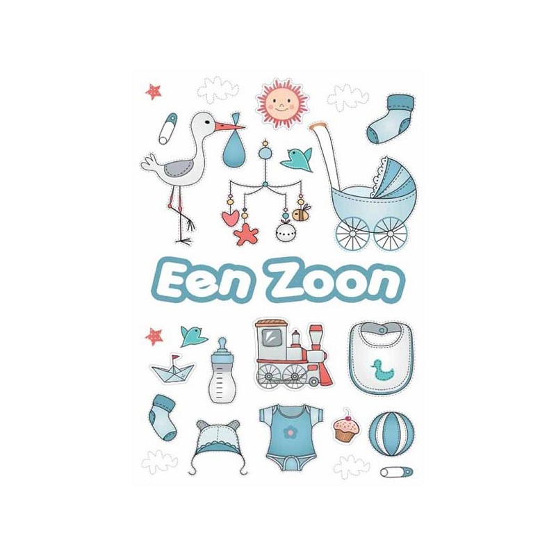 Wenskaarten geboorte zoon pakje a 10 stuks met envelop