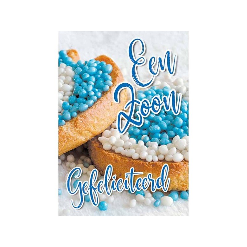 Wenskaarten geboorte zoon pakje a 10 stuks met envelop