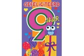 Wenskaarten 9 jaar pakje a 10 stuks met envelop