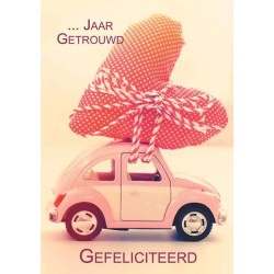 Wenskaarten -- jaar getrouwd pakje a 10 stuks met envelop