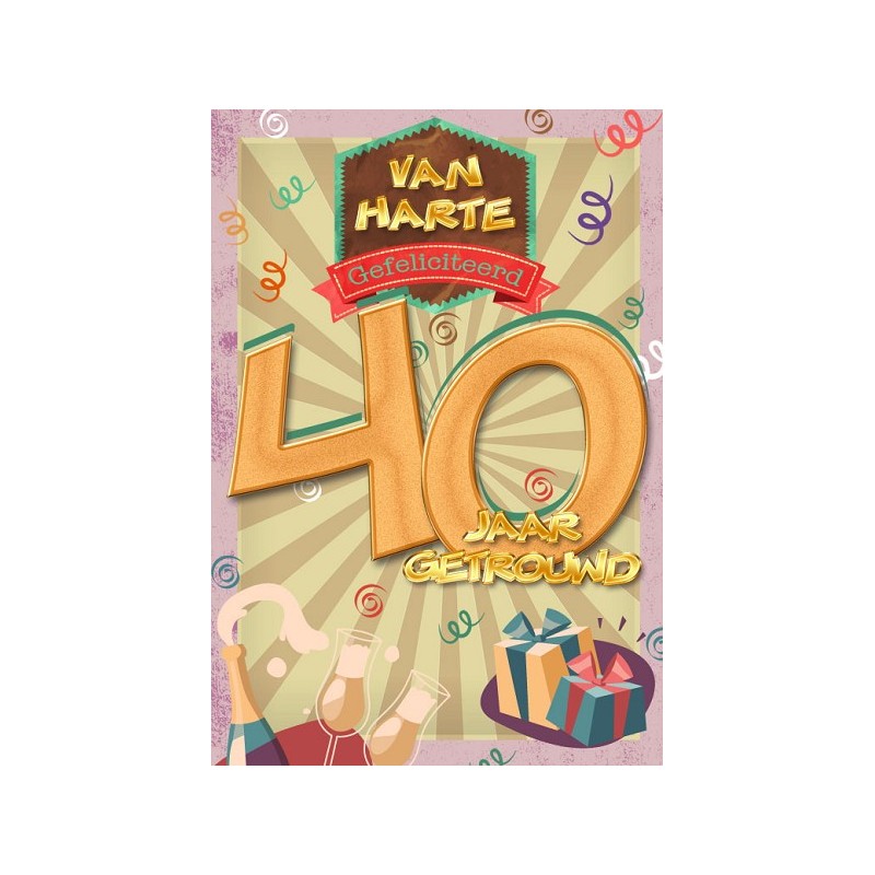 Cartes de vœux 40 ans mariés paquet de 10 pièces avec enveloppe