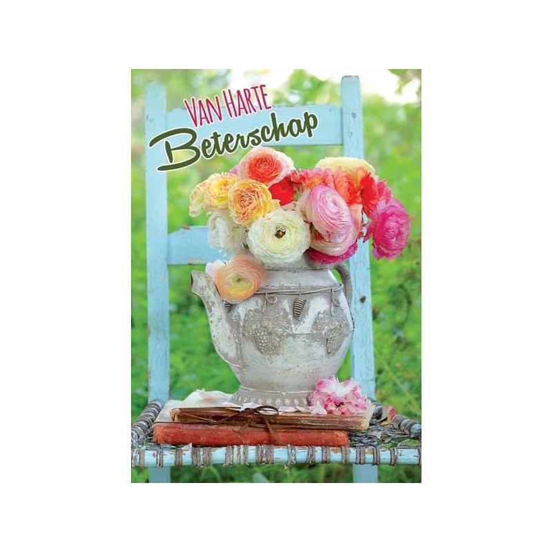 Wenskaarten Beterschap pakje a 10 stuks met envelop