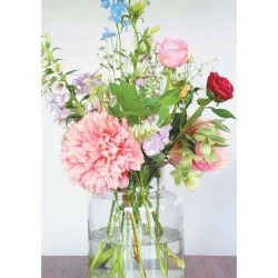 Wenskaarten blanco bloem pakje a 10 stuks met envelop