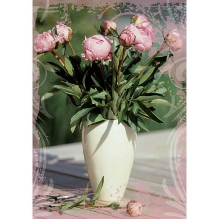 Wenskaarten blanco bloem pakje a 10 stuks met envelop