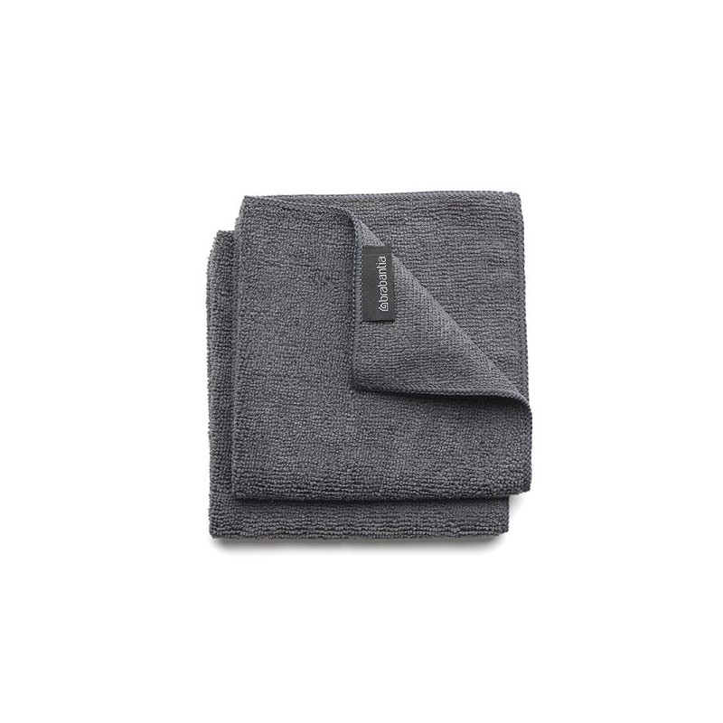 Brabantia Chiffons de nettoyage en microfibre 2 pièces gris foncé 30x30 cm