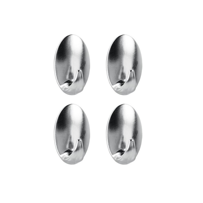 Metaltex Zelfklevende haken verchroomd 4 stuks op kaart