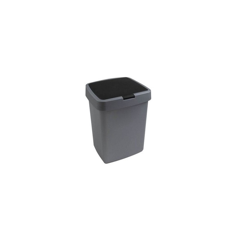 Sunware Delta Prullenbak 10 liter klepdeksel metallic/zwart kunststof 25,1x21.7x32,6cm