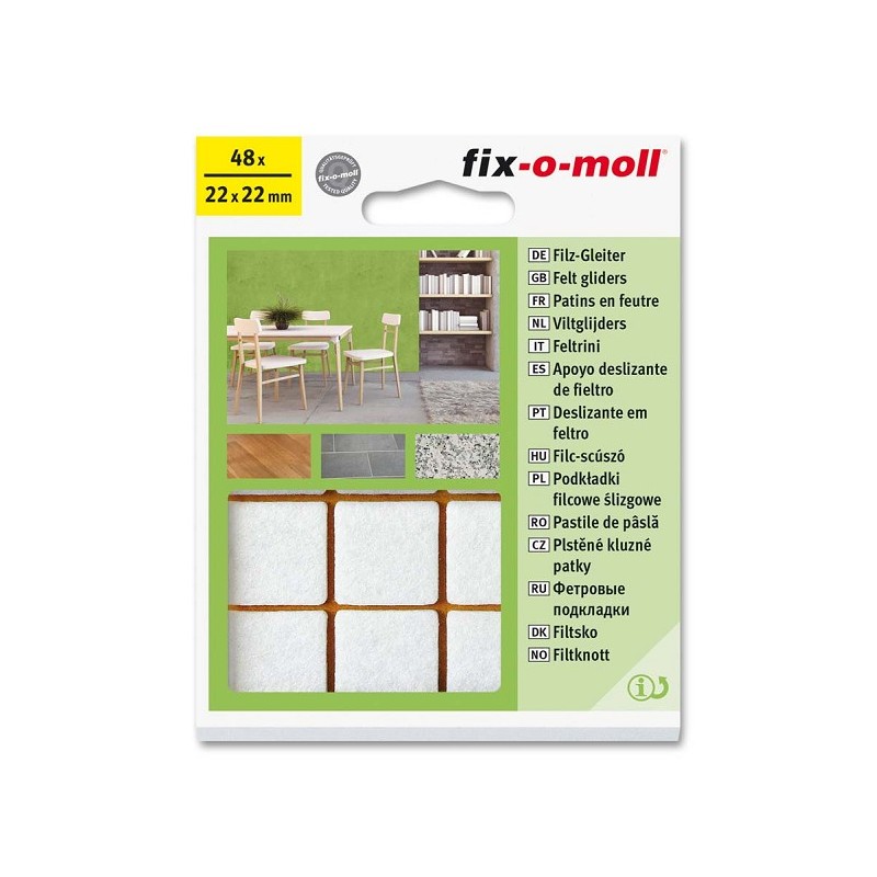 Planeur en feutre Fix-o-moll 22x22mm 48 pièces blanc