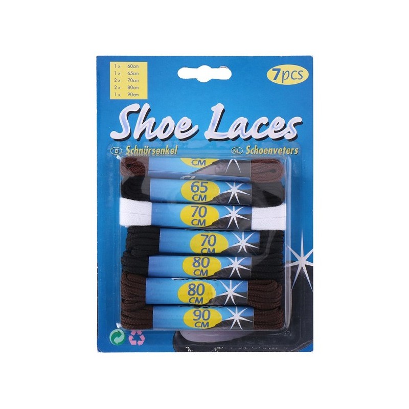 Set de lacets 7 pièces couleurs et longueurs assorties