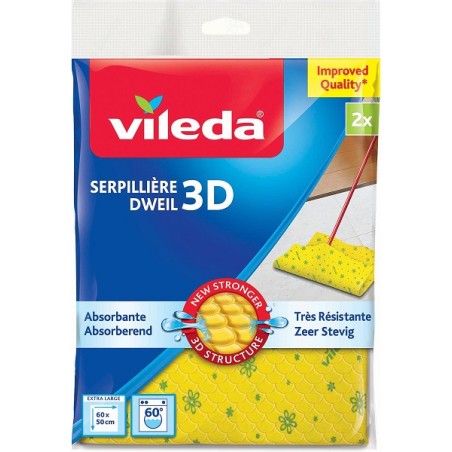 Vileda 3D dweil 60x50cm geel 2 stuks in verpakking