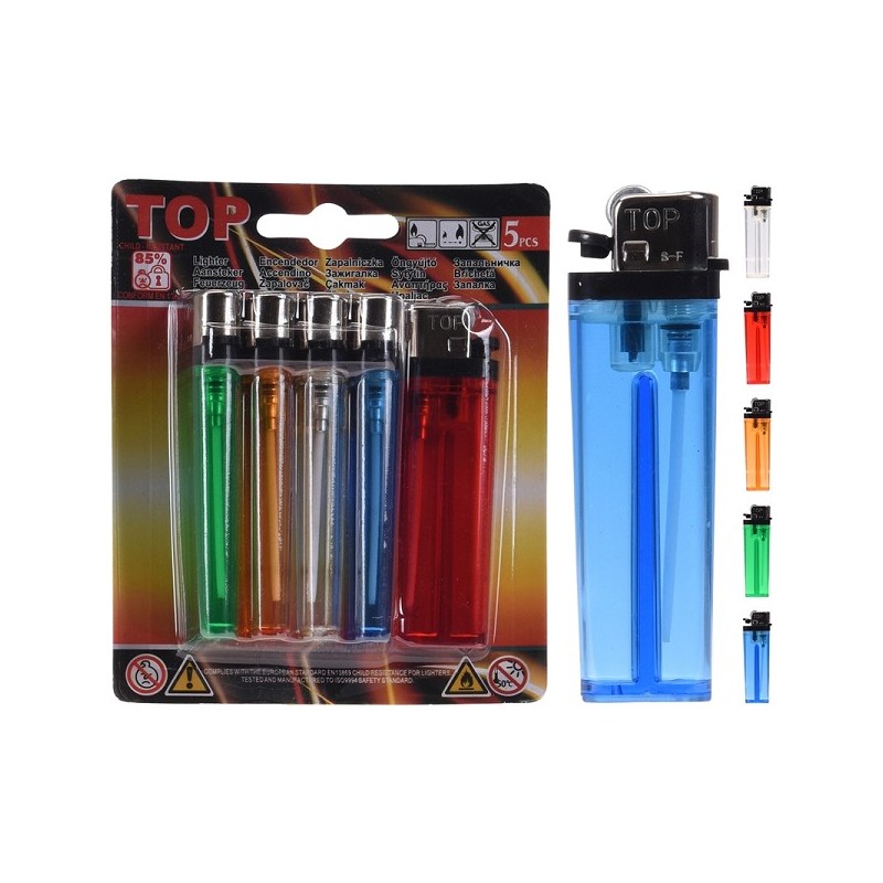 Briquets jetables 5 pièces sur carte