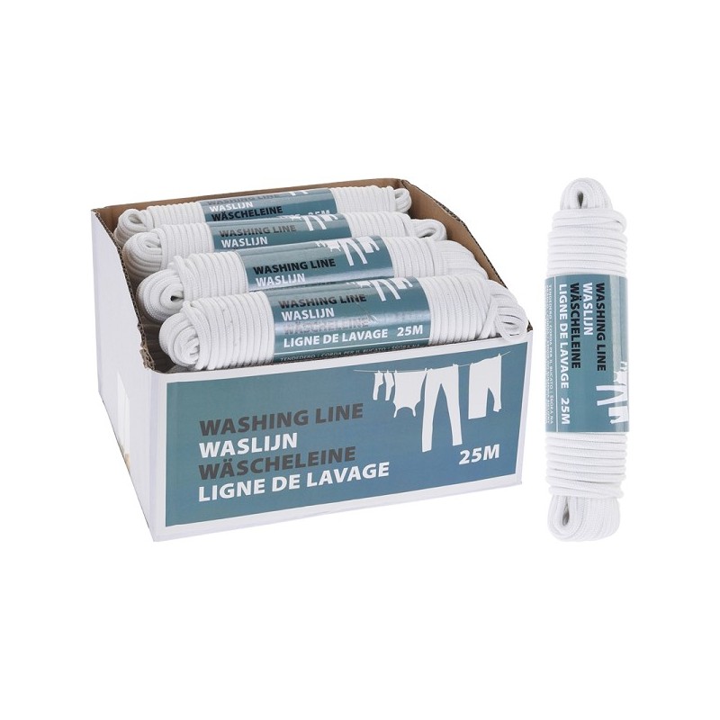 Fil pour corde à linge 25m tissu plastique blanc