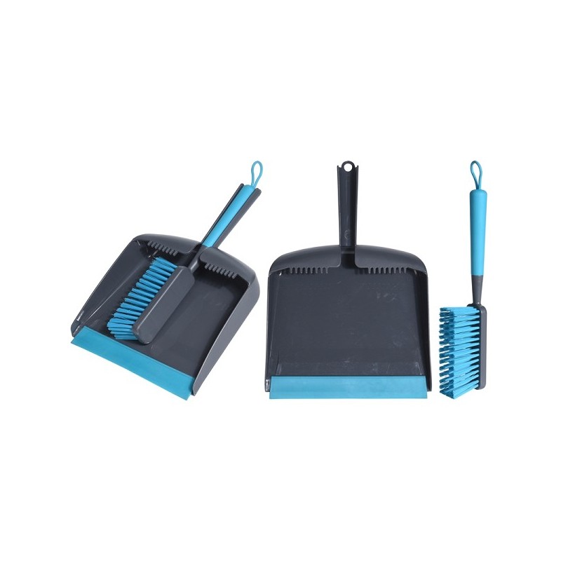 Stoffer en blik pp grijs en turquoise