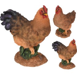 Coq ou poule debout polystone 21x14x27cm