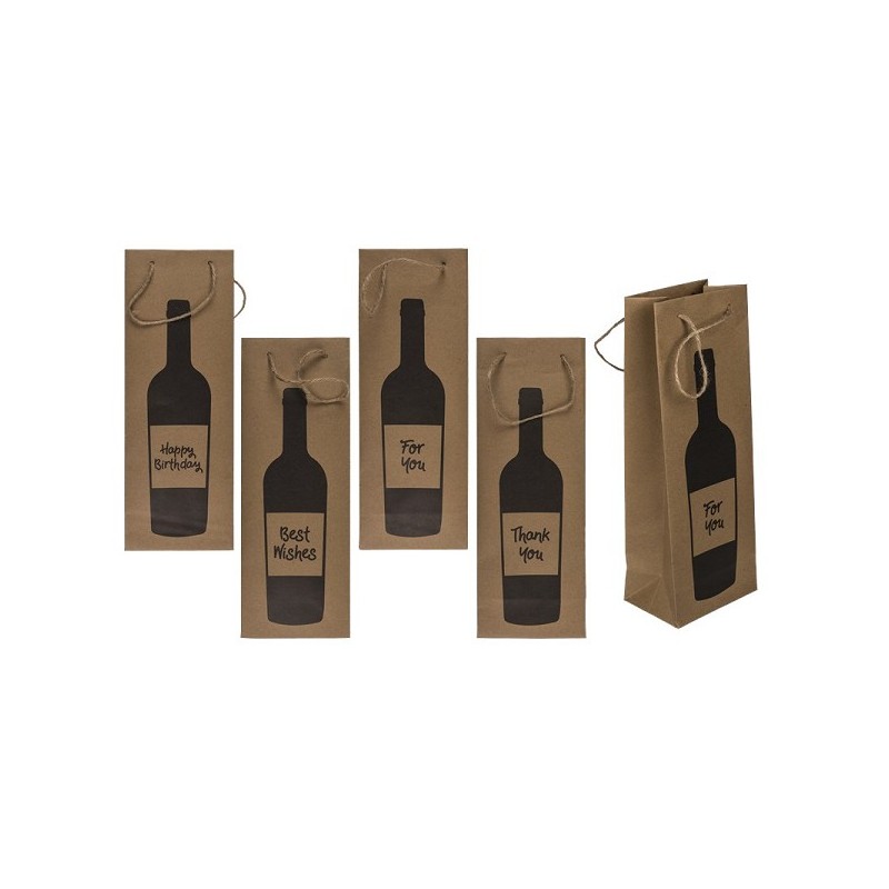 Sac en papier pour bouteille de vin 12,5x9x35cm