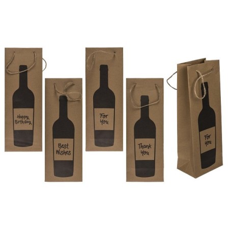 Sac en papier pour bouteille de vin 12,5x9x35cm