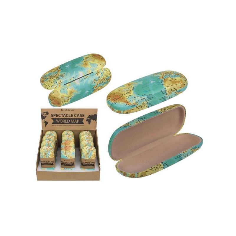 Brillenkoker wereldkaart 16cm
