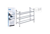 Étagère à chaussures extensible en acier inoxydable 3 niveaux 61,5x23x50cm