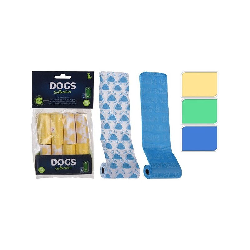 Sacs à crottes de chien 240 pièces sur 16 rouleaux 30x23cm