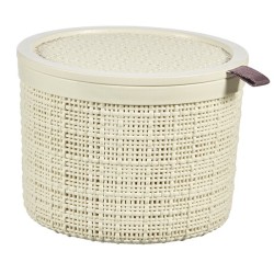 Curver Panier en jute rond avec couvercle 2 litres Offwhite 17x17x12,5cm
