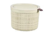 Curver Panier en jute rond avec couvercle 2 litres Offwhite 17x17x12,5cm