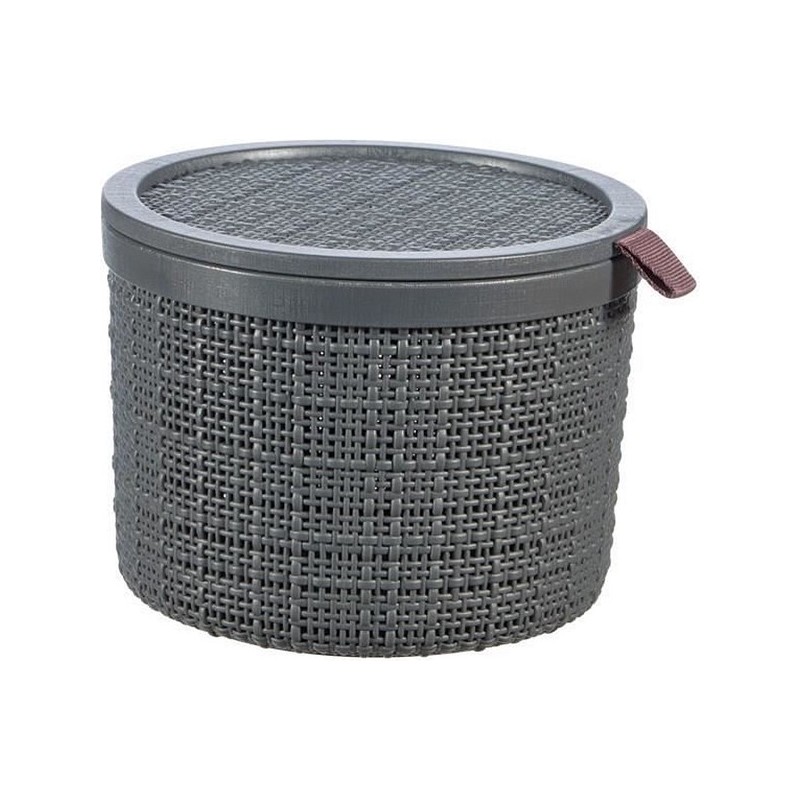 Curver Panier en jute rond avec couvercle 2 litres Gris foncé 17x17x12,5cm