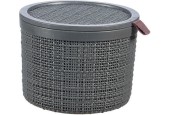 Curver Panier en jute rond avec couvercle 2 litres Gris foncé 17x17x12,5cm