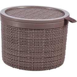 Curver Panier en jute rond avec couvercle 2 litres Poivre 17x17x12,5cm