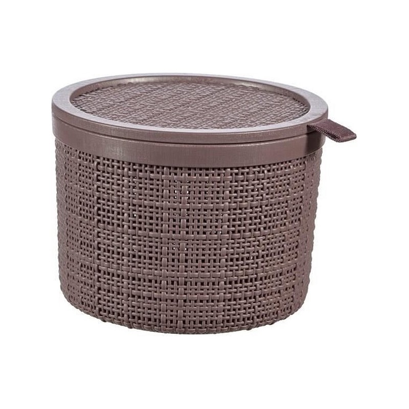 Curver Panier en jute rond avec couvercle 2 litres Poivre 17x17x12,5cm