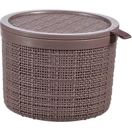Curver Panier en jute rond avec couvercle 2 litres Poivre 17x17x12,5cm