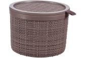 Curver Panier en jute rond avec couvercle 2 litres Poivre 17x17x12,5cm