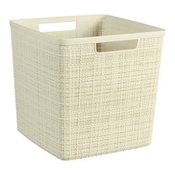 Curver Panier Cube en Jute 17 litres Blanc cassé 28x28x27cm