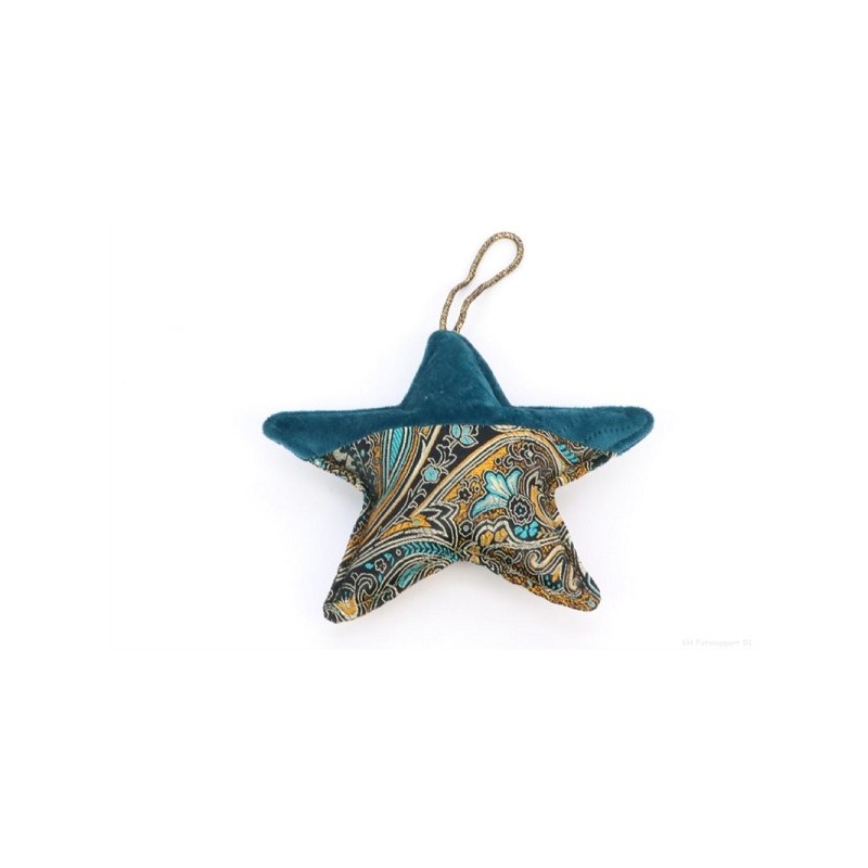 Hanger Ster Paisley 14x14cm fluweel/stof