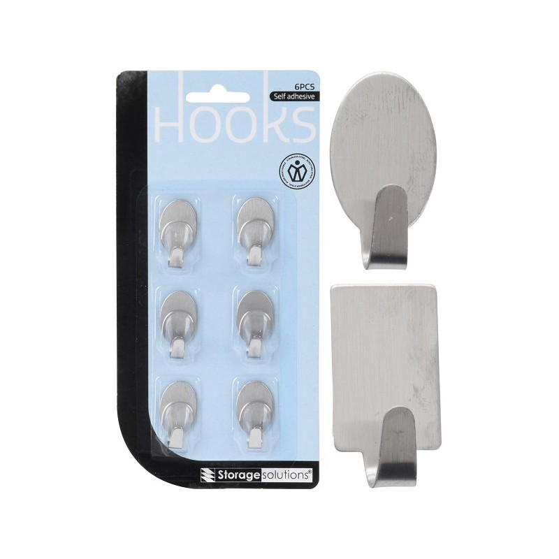 Plakhaakjes RVS 6 stuks op kaart